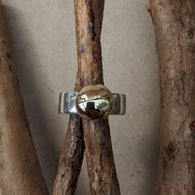 Load image into Gallery viewer, Sterling Silver and 9ct yellow gold blob ring size Q