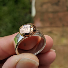 Load image into Gallery viewer, Sterling Silver and 9ct rose gold blob ring R