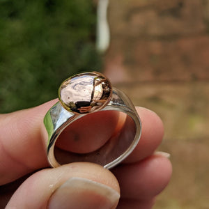 Sterling Silver and 9ct rose gold blob ring R