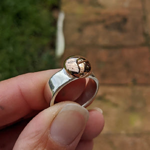 Sterling Silver and 9ct rose gold blob ring R