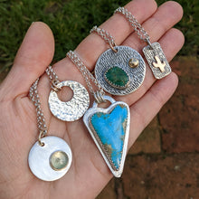 Load image into Gallery viewer, Sterling silver and rose gold hammered pendant